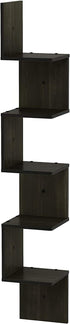 Furinno Rossi Wall Mount Floating Corner Shelf, 5-Tier Square , Espresso