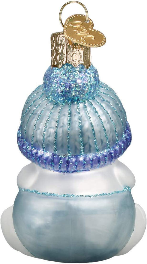Old World Christmas Snow Baby BOY Ornament, Cheerful White