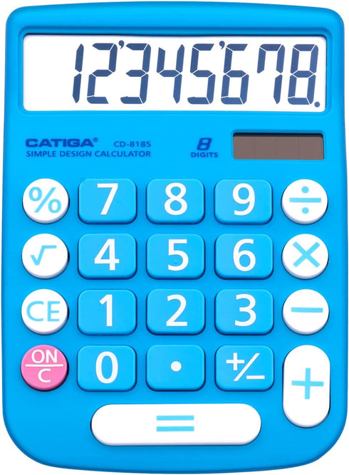 CATIGA CD-8185 Office and Home Style Calculator - 8-Digit LCD Display - Suitable for Desk and On The Move use. (Blue)