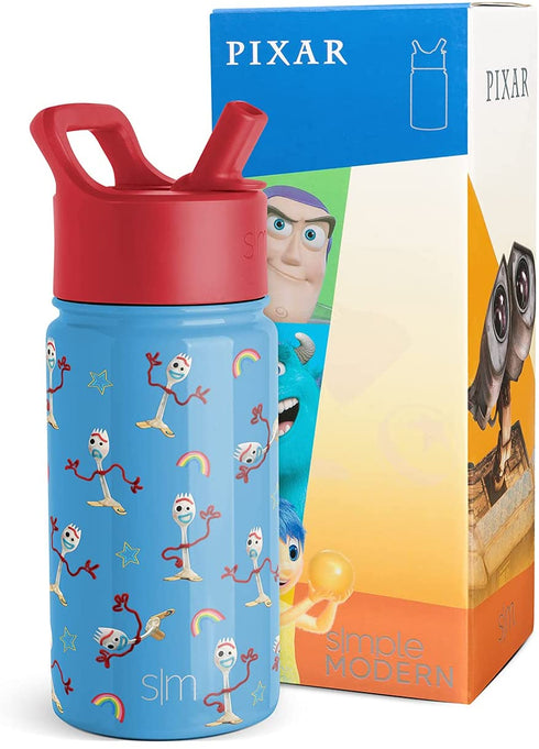 Simple Modern Disney Water Bottle for Kids Reusable Cup with Straw Sippy Lid Insulated Stainless Steel Thermos Tumbler for Toddlers Girls Boys 14oz Water Bottle Toy Story: Forky