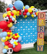 Cow Pattern Printed Balloon Arch Toy Story Theme Party Supplies 129pcs Red Yellow Blue Balloons Garland Kit for Mario Toy Story Theme Birthday Party, Baby Shower, Farm Circus Carnival Party