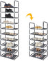 FORUP 10 Tiers Stackable Shoe Rack, Adjustable Shoe Storage Organizer Shelf, Non-Woven Fabric Shoe Tower Shelf (Black)