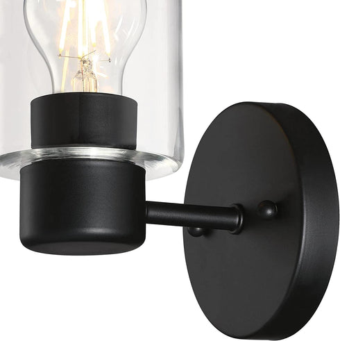 Westinghouse Lighting 6115500 Sylvestre Transitional One-Light Indoor Wall Light Fixture, Matte Black Finish, Clear Glass