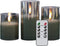 Eldnacele Glass Candles Flameless Flickering Candles with Remote Control & Timer, 3D Wick LED Battery Operated Pillar Candles Set of 3 Black Glass Candles Warm Light (D3? x H4? 5? 6?)