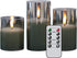 Eldnacele Glass Candles Flameless Flickering Candles with Remote Control & Timer, 3D Wick LED Battery Operated Pillar Candles Set of 3 Black Glass Candles Warm Light (D3? x H4? 5? 6?)