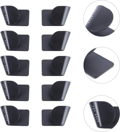 Cabilock 5 Pairs Pot Lid Rack Wall Mounted Adhesive Pan Pot Cover Storage Rack Shelf Chopping Board Holder Drain Rack for Kitchen Home Black