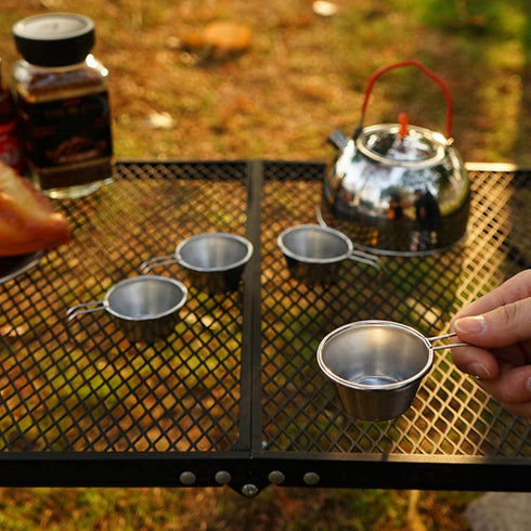 BESPORTBLE 6pcs Outdoor Stainless Steel Sierra Cups Camping Bowls with Folding Handle Soup Ladles for Outdoor Camping Hiking