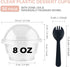 Zezzxu 50 Pack 8oz Clear Plastic Cups with No Hole Dome Lids and Sporks Disposable Dessert Cups Mini Snack Bowls for Parfait, Ice Cream, Fruit, Cupcakes, Pudding