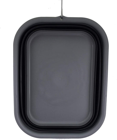 SAMMART 12L (3.17 Gallon) Collapsible Tub - Foldable Dish Tub - Portable Washing Basin - Space Saving Plastic Washtub (1, Grey/Black)