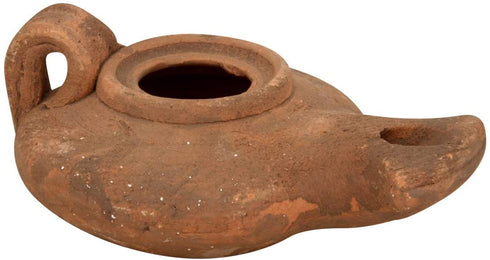 Herodian - Classic with Handle - Replica Ancient Clay Oil LAMP & Certificate of Authenticity Hanukkah-Judaica/Christian Gift