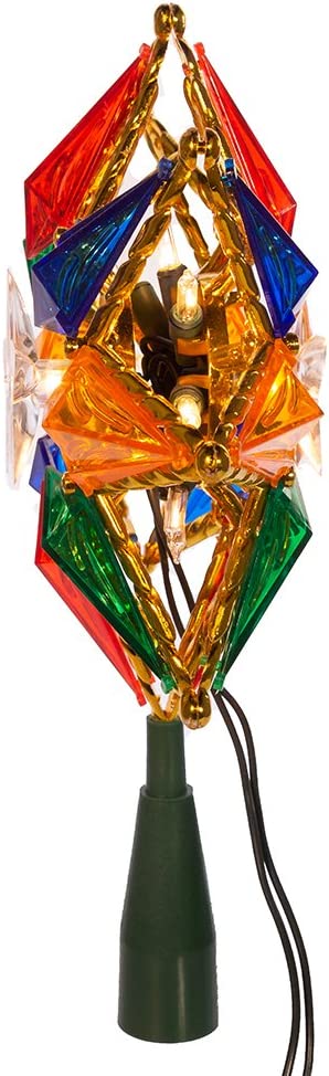 Kurt Adler 10-Light 8-Point Star Christmas Treetop, 8-Inch, Multi-Colored