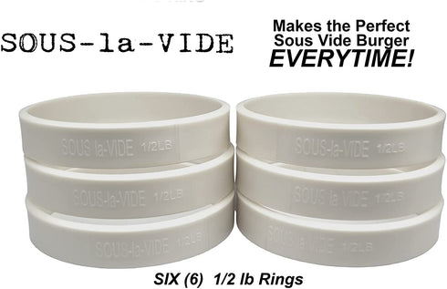 Sous Vide Perfect Hamburger / Burger Immersion Cooking Rings, SET of 6 (1/2 LB. Rings)