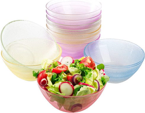 Hedume Set of 12 Colorful Glass Bowls, 8.5 OZ Glass Prep Bowls, Stackable Glass Salad Bowl, Glass Prep Bowls Serving Bowls for Kitchen Prep, Dessert, Dips, Candy, Nuts, Snack