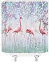 Xnichohe Pink Flamingo Shower Curtain Tropical Jungle Animal Purple Flower Vine Leaves Fairytale Magic Fog Forest Polyester Cloth Fabric Bathroom Curtains Decor Set with Hooks,70 x70 Inches
