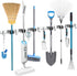 2 Pack Mop and Broom Holder Wall Mount, CVWCVBN Broom Organizer Wall Mount, Stainless Steel Broom Holder, Heavy Duty Tool Organizer, Mop Holder with 3 Racks and 4 Hooks for Home Kitchen Garden Laundry