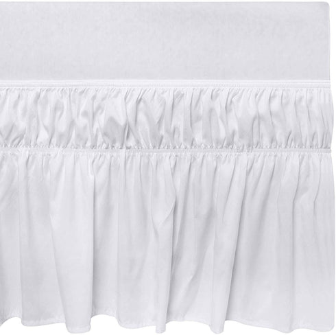 Utopia Bedding King Elastic Bed Ruffle - Easy Wrap Around Ruffle - Microfiber Bed Skirt with Adjustable Elastic Belt 16 Inch Tailored Drop - Hotel Quality Bedskirt, Fade Resistant (King, White)