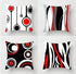 Emvency Set of 4 Throw Pillow Covers 18x18 Inches Decorative Cushion Modern Abstract Red Black White and Grey Wavy Vertical Stripes Dot Polyester Pillow Cases Square Pillocases for Bed Sofa