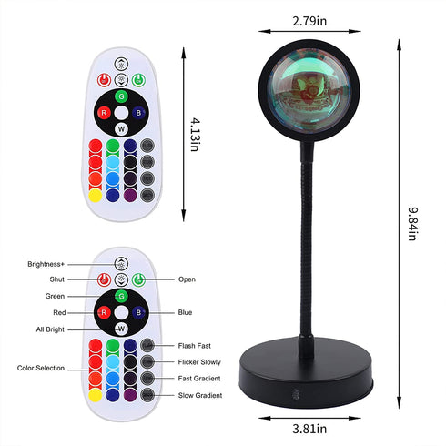 Sunset Lamp, Lights,DLPIN Rainbow Sunset Projection Lamp 16 RGB Color Changing Night Light 360 Degree Bracket For Self-Media Light Romantic Wedding Birthday Party Bar Restaurant Photo Background Gifts