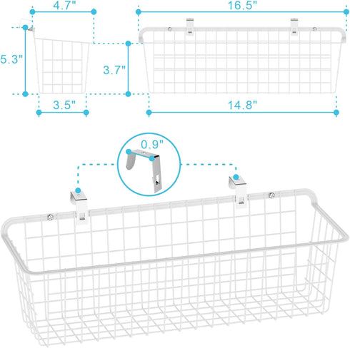 Wall Basket, Cambond Metal Wall Mounted Wire Baskets for Storage, Durable Hanging Wire Wall Basket Pantry Organizer for Kitchen, Home, Office, Bathroom, Garage, Mount Hooks Included 4 Pack (White)