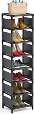 8 Tiers Vertical Shoe Rack , Narrow Shoe Shelf Space Saving Shoe Organizer for Entryway Door