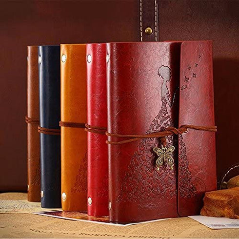 Leather Journal, MaleDen Vintage Spiral Bound Notebook Refillable Dairy Sketchbook Travel Journal to Write in with Blank Pages for Women Girls Gifts (A6, Red Brown)