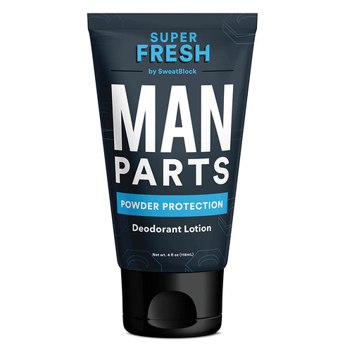 Super Fresh Man Parts Ball Deodorant For Men - 2-in-1 Deodorant & Powder Lotion that Deodorizes and Stops Sticky, Itchy, Smelly Man Parts - Aluminum Free, No Talc, No Parabens - Dermatologist Tested - Made in USA - 4 fl oz Tube