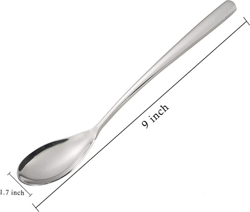 Soup Spoons Set of 6 Stainless Steel Round Spoons Asian Soup Spoon Long Handle Dinner Spoons for Kitchen Restaurant Home