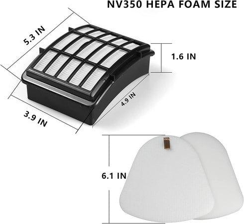 Filters Replacement for Shark Navigator Lift-Away NV350, NV351, NV352, NV355, NV356E, NV357, NV360, NV370, NV391, UV440, UV490, UV540, Directly Replaces XFF350 XHF350, 2 Hepa Filter + 4 Foam Filter