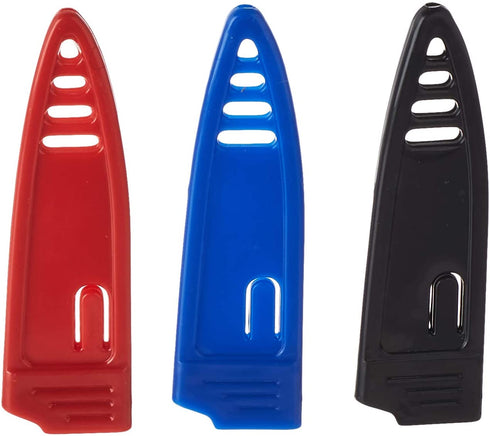 Mercer Culinary Non-Stick Paring Knives with ABS Sheaths, 4 Inch, Red/Blue/Black, 3 Pack