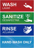 Wash Rinse Sanitize Sink Labels, Hand Wash Only Sign, 4 Pack 3 Compartment Sink Waterproof Sticker Signs for Wash Station, Commercial Kitchens, Restaurant, Food Trucks, Busing Stations, Dishwashing…