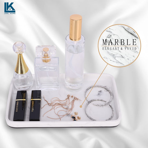 Vanity Tray, LKKL Kitchen Sink Tray, Jewelry Organizer for Candle Soap Perfume Cosmetic, Countertop Dresser Decorative Tray, Bathroom Tray Toilet Tank Storage Tray, Women Gift 11"