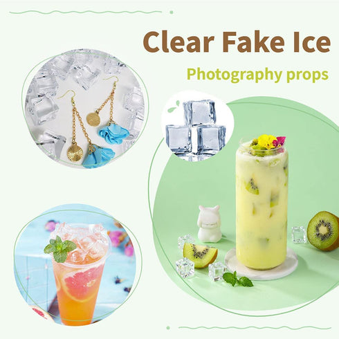 Hamiggaa 100 PCS Clear Fake Ice,Acrylic Decorative Ice Cubes Display,Reusable Crystal Ice Rocks for Home,Decoration,Wedding,Vase Filler,Centerpieces,Photography