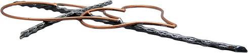 Silver Toned Metal Wall Cross with Two Interwoven Bronze Toned Hearts, 19 1/2 Inches