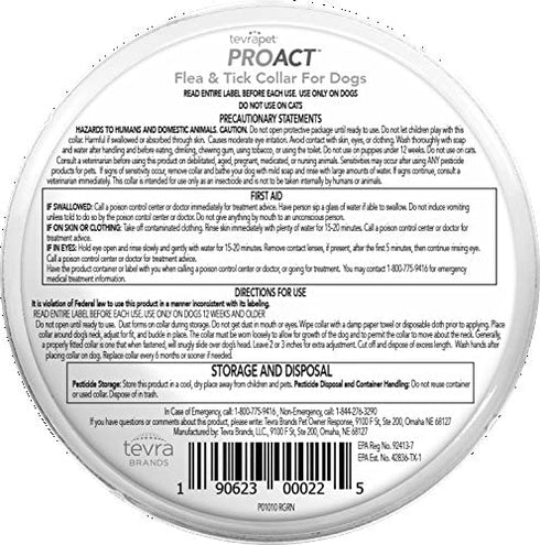 TevraPet ProAct Flea and Tick Collar for Dogs, 12 Months of Flea and Tick Protection, Repels Mosquitos