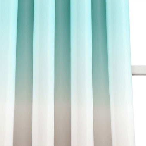 Lush Decor Aqua and Gray Umbre Fiesta Curtains Room Darkening Window Panel Set for Living, Dining, Bedroom (Pair), 95? Long x 52? Wide, L, Aqua & Gray