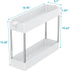 SPACEKEEPER Under Sink Organizers Storage, Bathroom Under Sink Shelf Basket, 2 Tier Bath Organizers and Storage Rack with Hooks, Under Kitchen Sink Shelf Multi-purpose, White