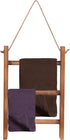 Ladder Towel Rack Wall Hanging Rustic Wood Blanket Holder for Bathroom Farmhouse Decor Ladder Hand Towels Stand with Rope Wall-Mounted Towel Storage Rack Shelf.(Brown)