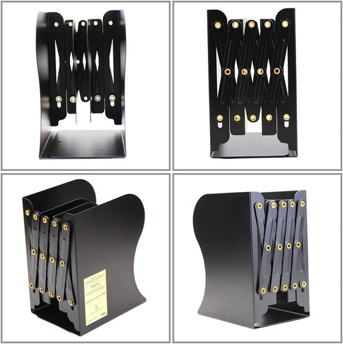 Md Trade Bookends Metal Iron Adjustable Books Holder Stand Desk Heavy Duty Nonskid Bookend, Black