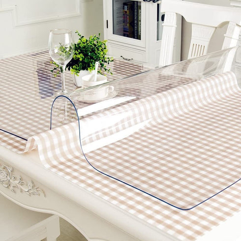 PoPoTo New Clear Plastic Tablecloth Cover Protector for Dining Room Table 16x32 Inch Desk Protector Mat Clear Vinyl Table Pad Protector Desk Pads Mats Wood Furniture Protective for Tabletop Countertop