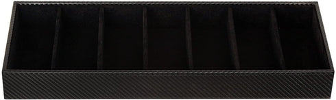 JackCubeDesign 7 Compartments Sunglasses Organizer, Leather Eyelgass Storage Tray Box for Table Desk Drawer (Carbon Design Black, 17.4 x 6.7 x 1.97) - MK378A
