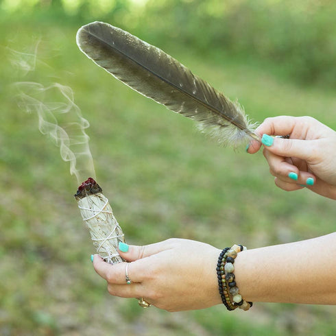 Purple Canyon Smudge Kit (Beginner's Gift Set) - 3 White Sage Smudge Sticks, 2 Palo Santo, Abalone Shell, Smudge Feather w/ Stand + Smudging Guide for Home Cleansing & Healing Meditation Rituals
