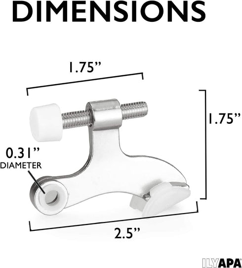 Ilyapa 12 Pack Hinge Pin Satin Nickel Door Stops -Heavy Duty Adjustable Door Stopper 2-1/2" x 1-3/4,with White Rubber Bumper Tips