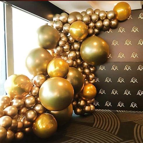 Nalwort Metallic Gold Balloon Kit 110PCS 18In 12In 5In Gold Balloon Arch Garland For Festival Picnic Family Engagement, Wedding, Birthday Party, Gold Theme Anniversary Celebration Decoration