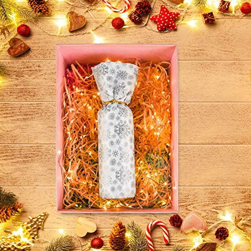 CHRORINE 90 Sheets Christmas Wrapping Paper Silver Snowflake Wrapping Tissue Paper with Snowflake Stikers for DIY Craft? Christmas Party Winter Party Decorations?14.96 inchx20 inch?