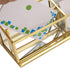 Hipiwe 4 Slots Glass Business Card Holder Stand - Vintage Gold Metal Name Card Display Stand Office Desktop Countertop Business Card Organizer