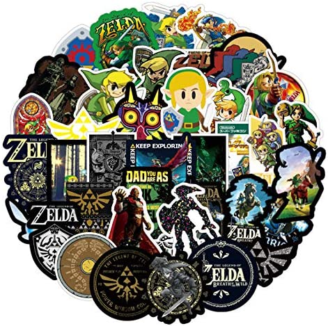 50pcs Zelda Vinyls Stickers Laptop Sticker Waterproof Stickers Luggage Skateboard Water Bottle Stickers Decal Bicycle Bumper Snowboard Decorate Gift for Kid