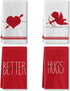 Artoid Mode Stripes Cupid Arrow Love Heart Hugs Kisses Be Mine Better Together Valentine's Day Kitchen Towels, 18 x 26 Inch Ultra Absorbent Drying Cloth Dish Towels for Cooking Baking Set of 4