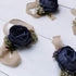 Bridals By Ada Melpomene Handmade Artificial Flowers, Corsage Wristlet, Burgundy Flowers for Rustic Wedding Theme (Dark Blue)