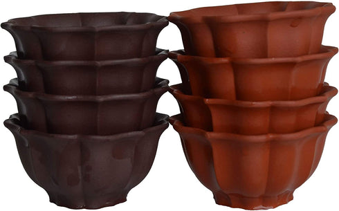 Yxhupot 4pcs Teacups 2.5oz Chinese Yixing Clay Zisha Cup Diamond Flower (Red brown)