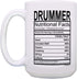 Drummer Gifts Drummer Nutritional Facts Fun Drummer Gifts for Kids 15-oz Coffee Mug Tea Cup